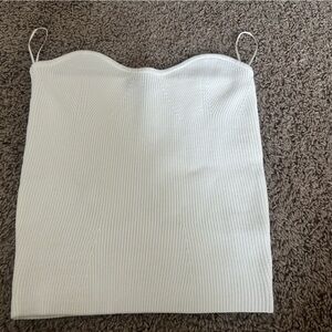 New White Ribbed Knit Tube Top